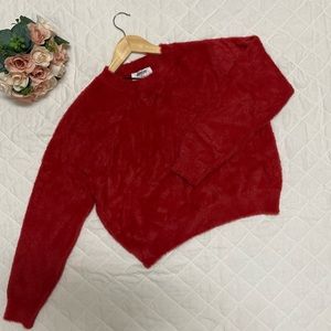 Double zero fuzzy crop sweater; size small